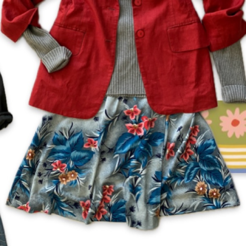 🍄Vintage Tropical Wrap Look Skirt (M/L)